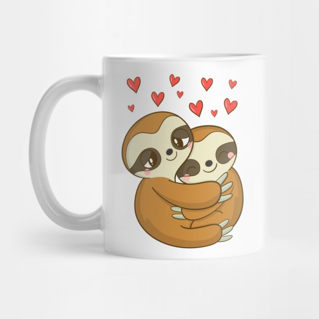 Sloth Valentine's Day Gift for Kids Girls Women Heart by DragonTees